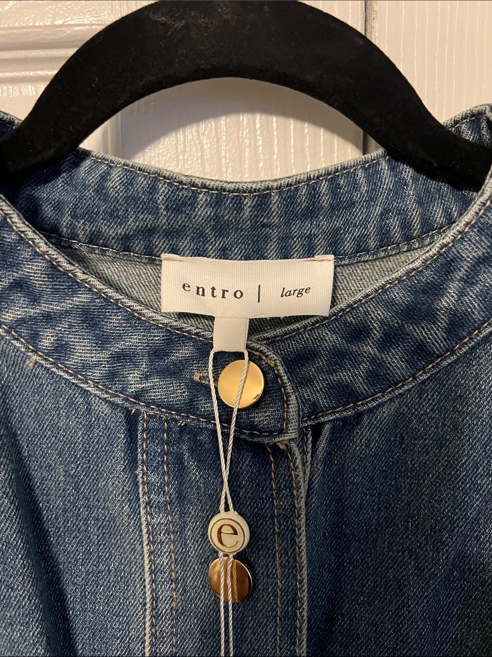 NWT entro Women's Denim Horsebit Swing Jacket Size Large - Picture 2 of 3